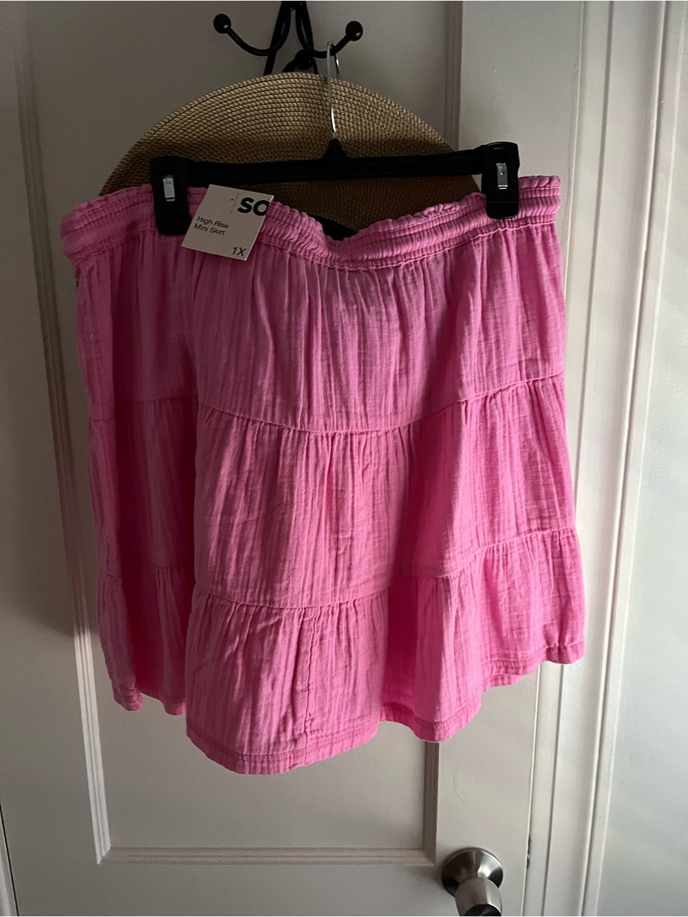 SO Bright Pink Tiered Mini Skirt